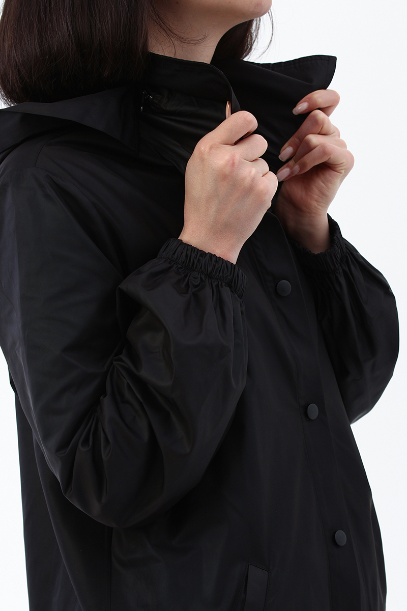 Button Front Hooded Raincoat