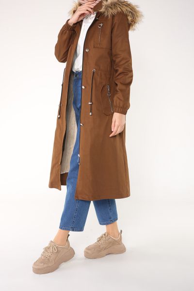 HOODED LINED COAT