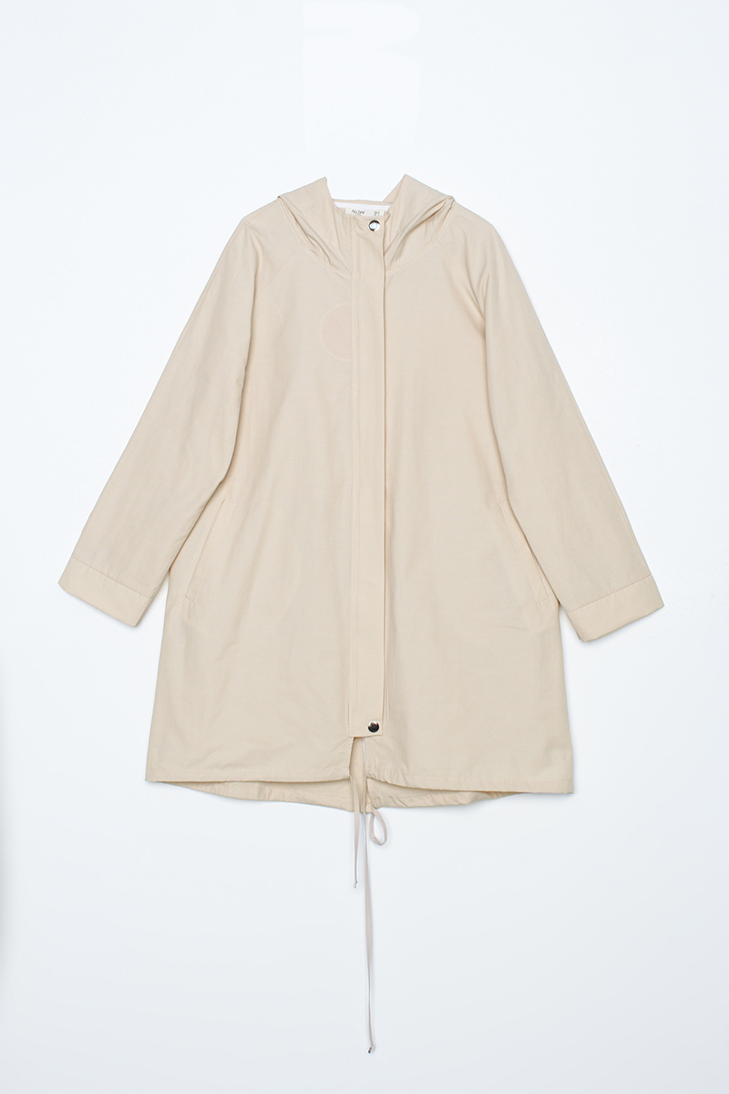 Hooded Lace Detailed Zippered Trench Coat