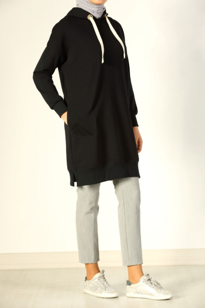 HOODED POCKETS COMBED TUNIC