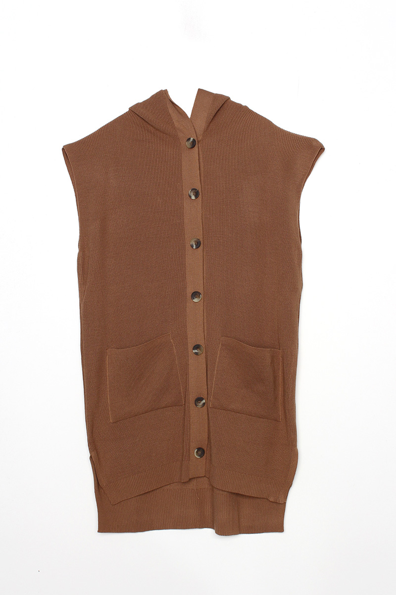 Hooded Cable Knit Vest
