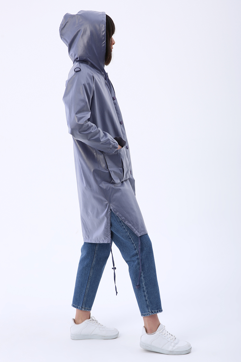 Hooded Flap Pocket Raincoat