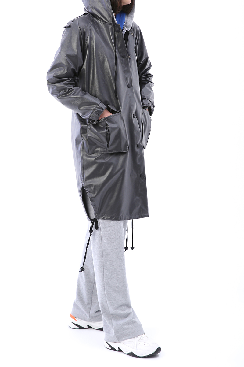 Hooded Flap Pocket Raincoat