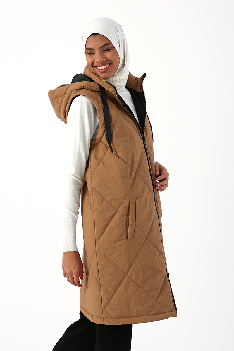 Hooded Zipper Quilted Vest