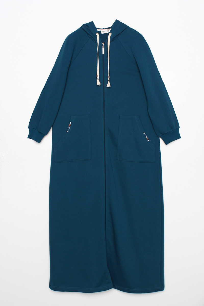 Hooded Zippered Knitted Abaya