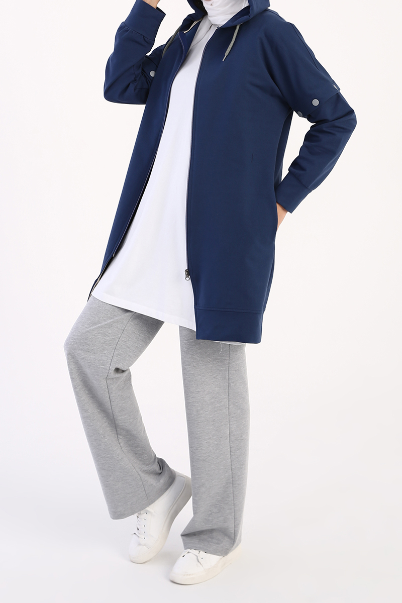 Removable Sleeve Hooded Cardigan