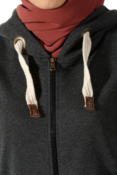 Hooded Zippered Combed Cotton Cardigan