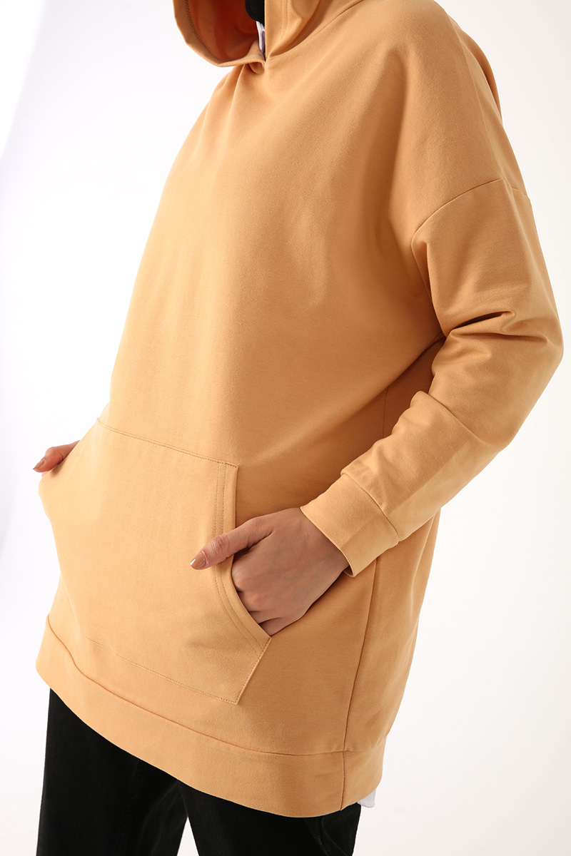 Kangaroo Pocket Hooded Sweatshirt Tunic