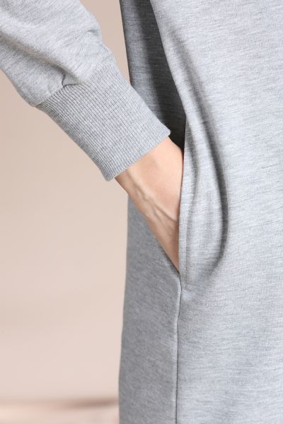 Hooded Pocket T-Sleeve Printed Sweatshirt Tunic
