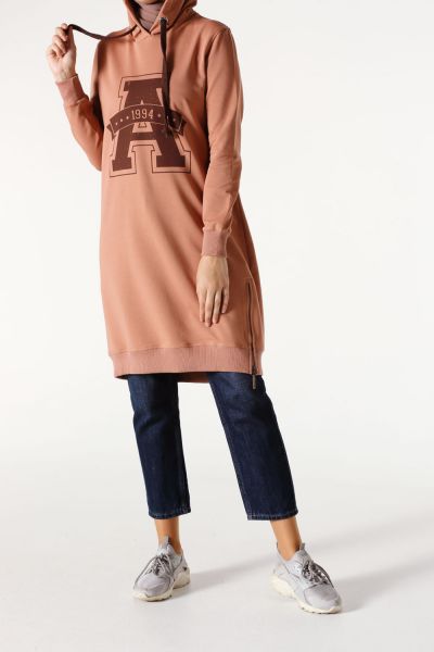 Printed Hooded Sweatshirt Tunic