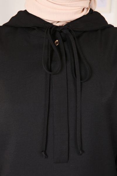 Viscose Hooded Elastic Sleeve Tunic