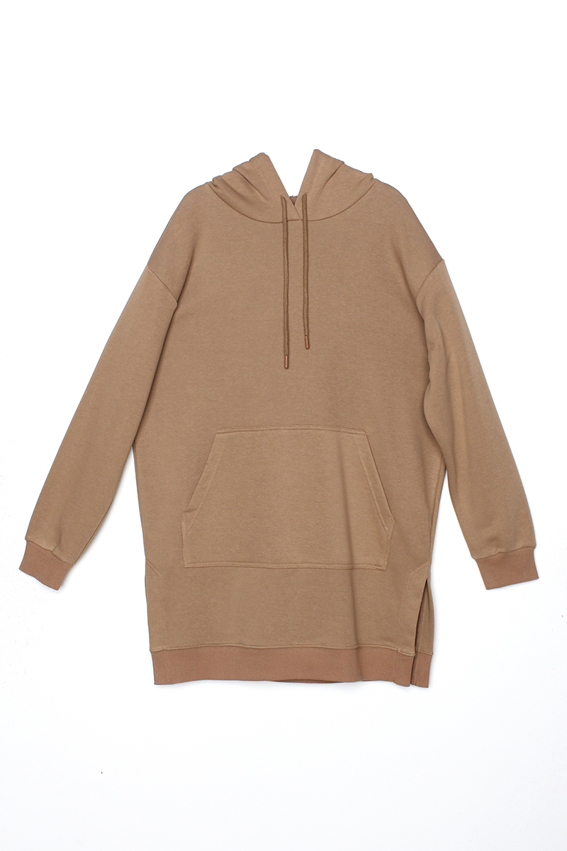 Oversize Hooded Sweat Tunic with Side Slits