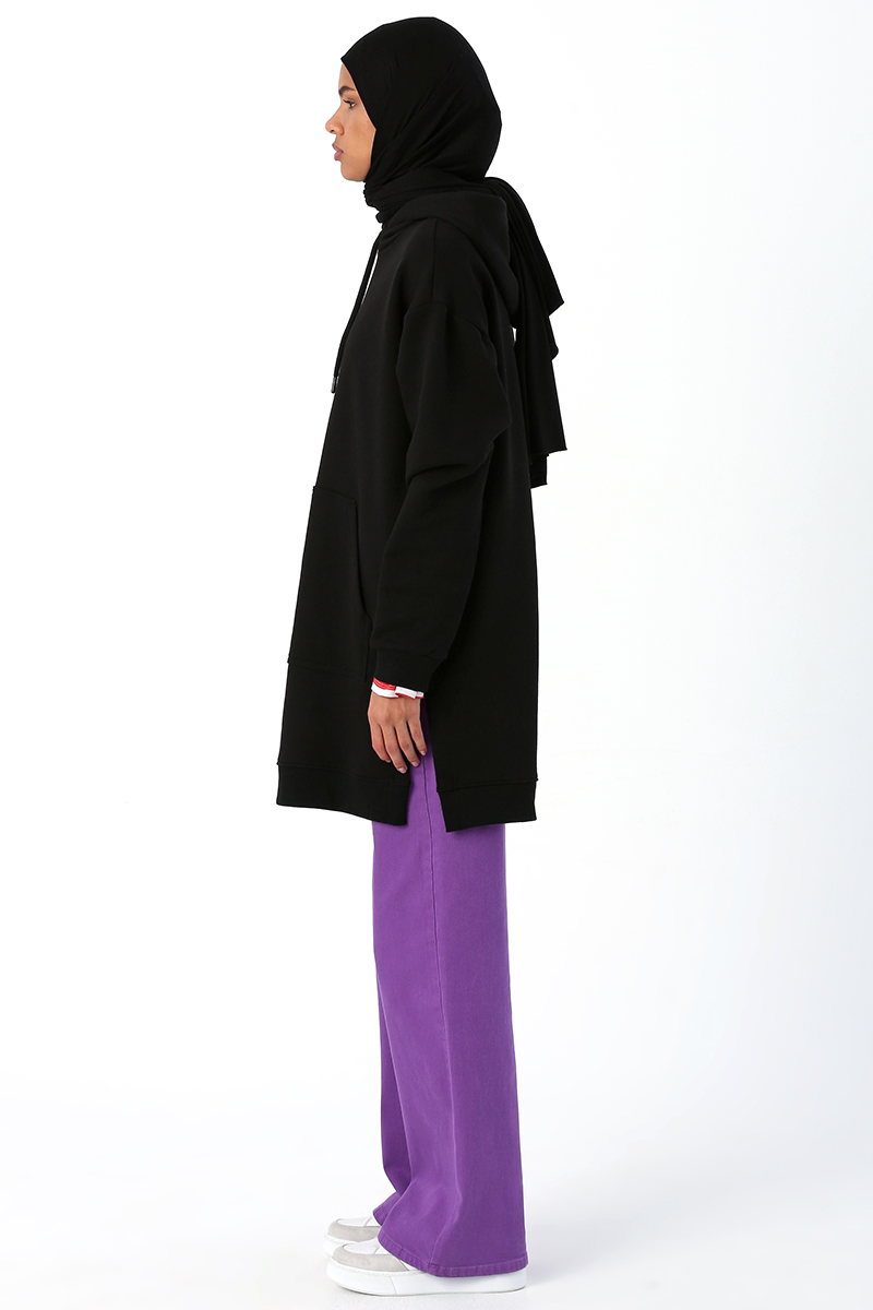 Oversize Hooded Sweat Tunic with Side Slits