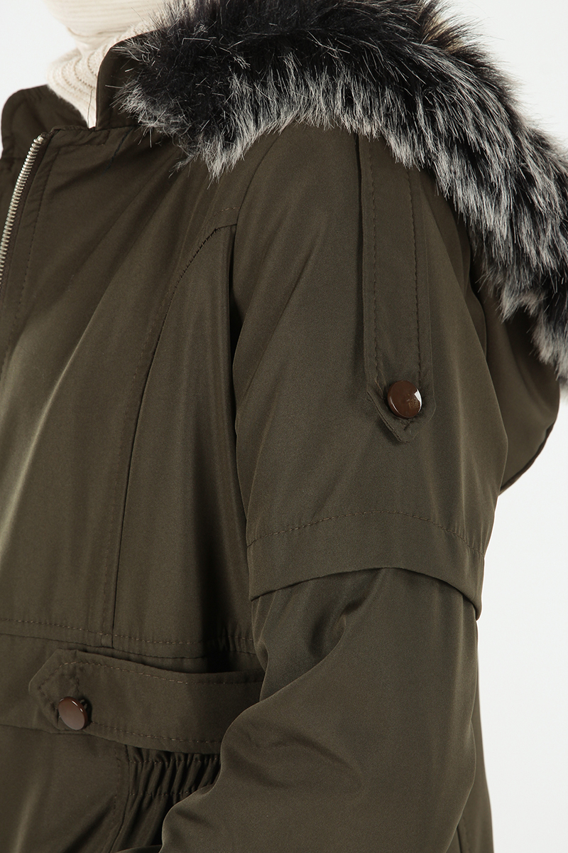 Hooded Fur Detail Coat