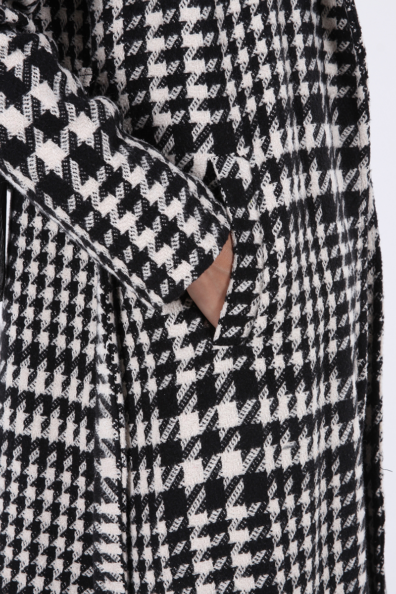 Crowbar Patterned Belted Pocket Coat