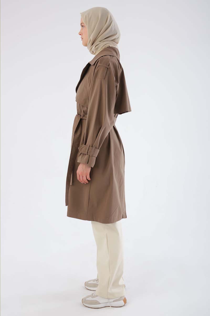 Oversize Trench Coat with Belted Snaps