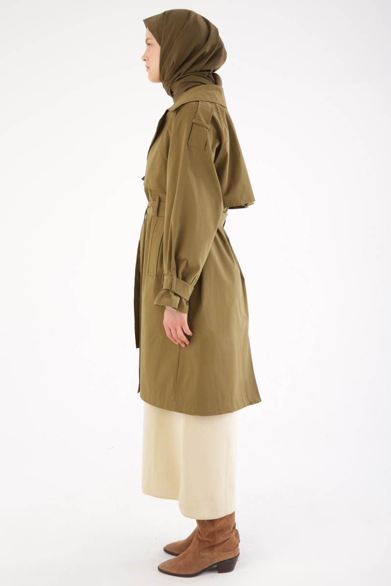 Oversize Trench Coat with Belted Snaps