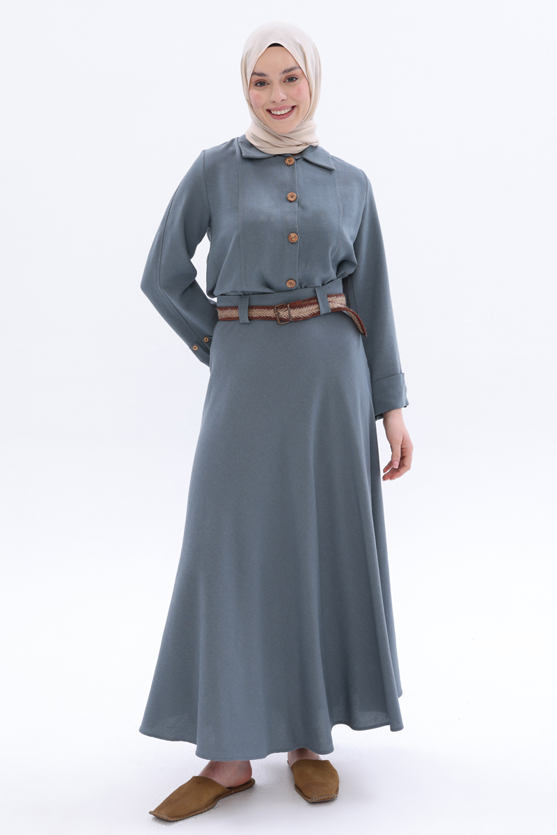 Belted Linen Skirted Suit