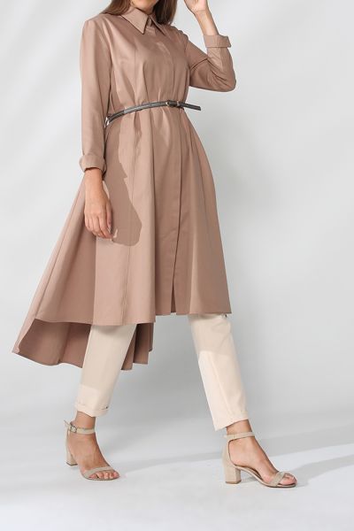 Belted Flared Shirt Tunic