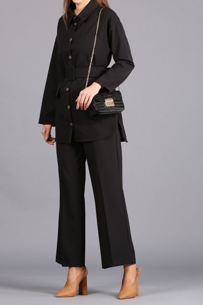 Self Belted Blazer and Pants Set