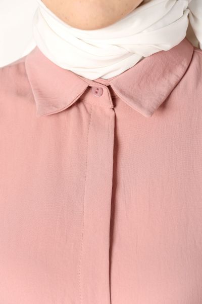 Belted Hidden Button Shirt Tunic