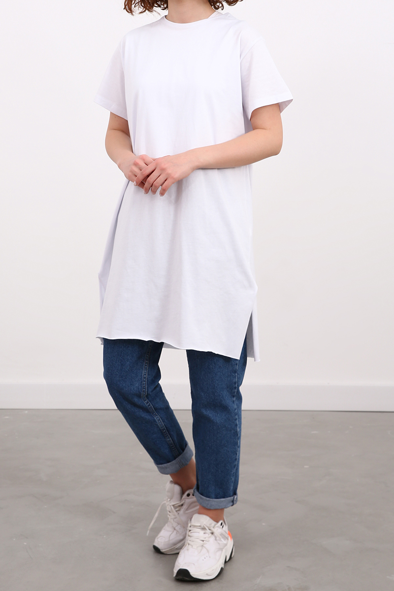 Short Sleeve Slit Detailed Basic T-shirt 