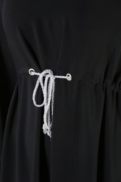 Peasant Sleeve Elastic Waist Back Zippered Dress