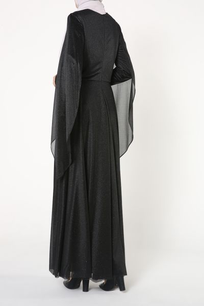 Silvery Hijab Evening Dress