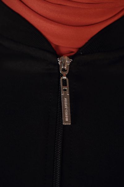 Viscose Color Block Sleeve Zipper Front Abaya