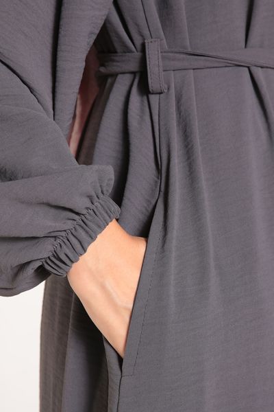 Bishop Sleeve Self Belted Abaya