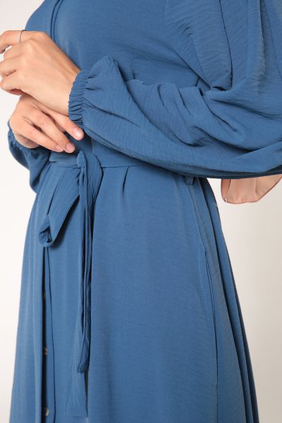 Bishop Sleeve Self Belted Abaya