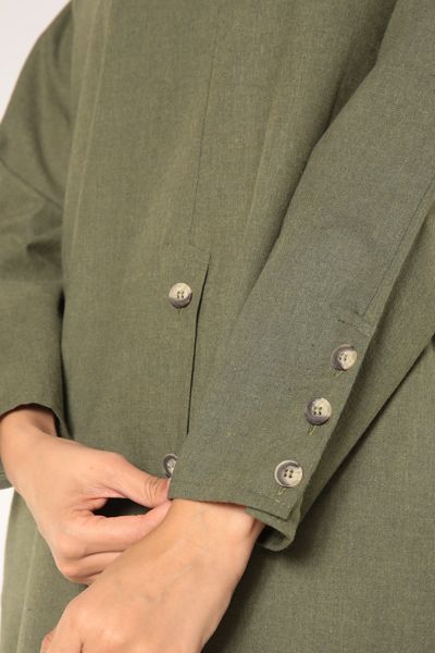 Comfy Crew-Neck Button Detail Pockets Tunic