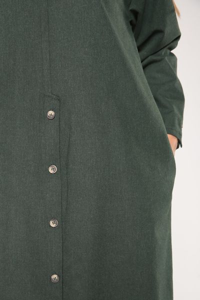 Comfy Crew-Neck Button Detail Pockets Tunic