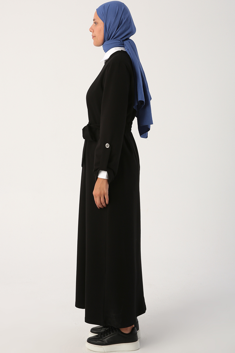 Belted Dress With Epaulette Sleeves