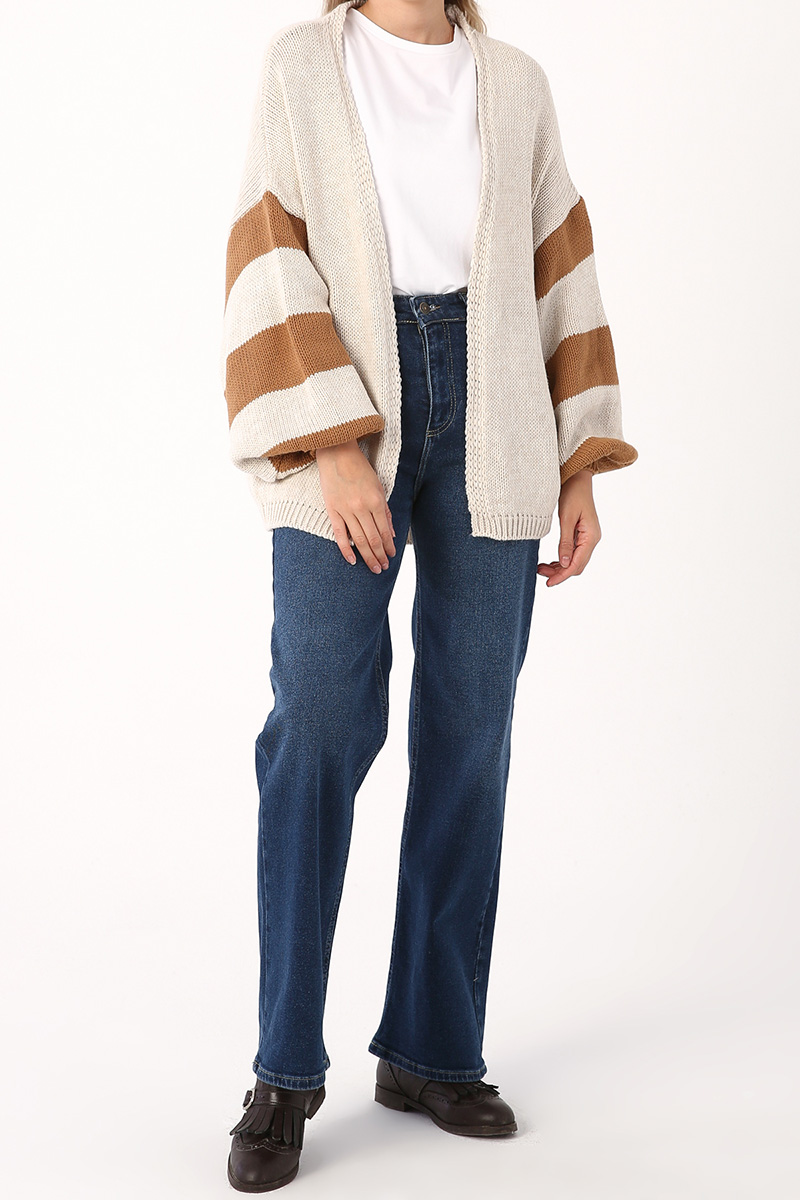 Stripe Sleeve Knit Cardigan