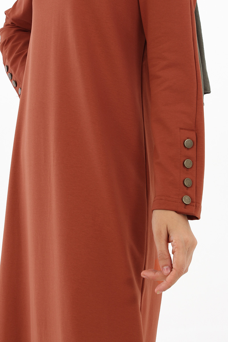 Button Sleeve Combed Cotton Dress