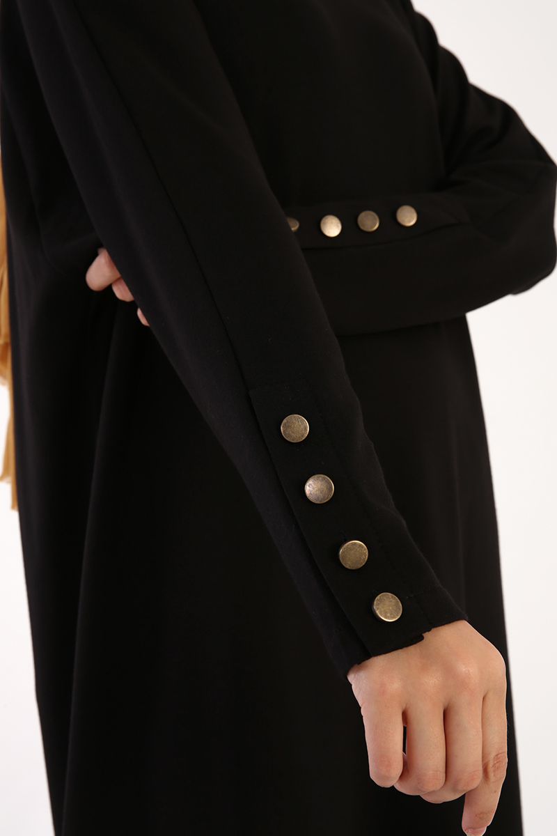 Button Sleeve Detail Cotton Dress