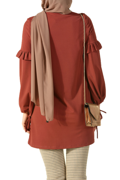 LACE UP TUNIC WITH FRILL SLEEVE
