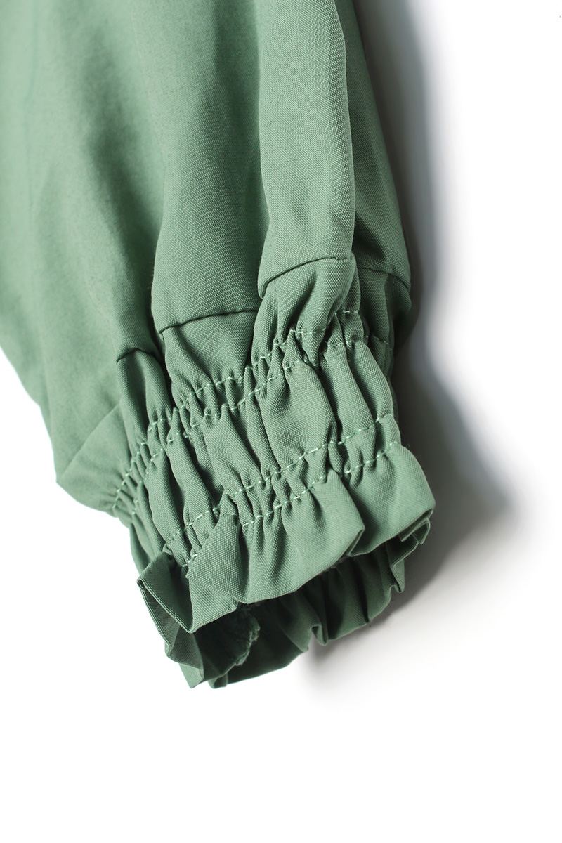 Sleeve Hem Shirring Detail Short Blouses