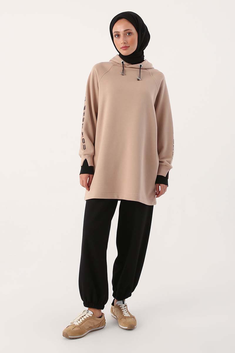 Sweat Tunic with Embroidered Sleeves