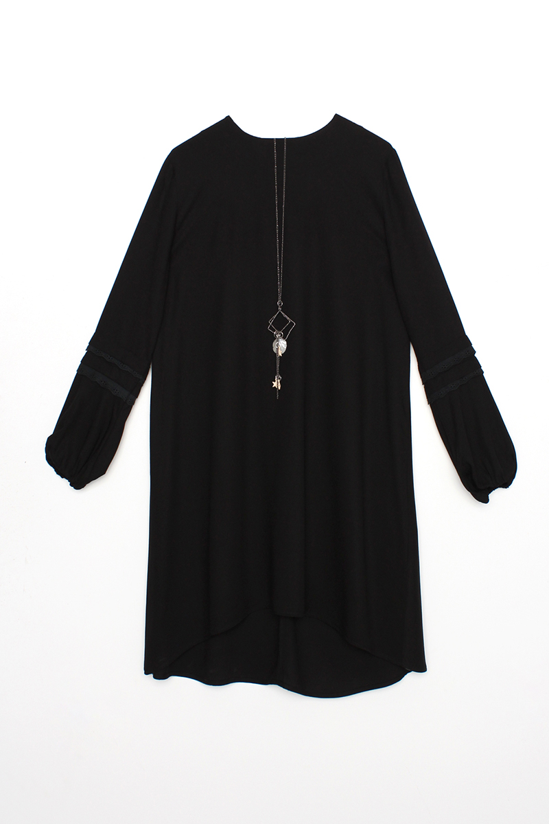 Sleeve Lace Detailed Tunic With Necklace