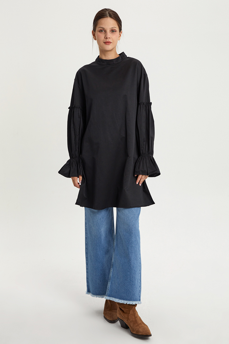 Frill Detailed Tunic With Elastic Sleeve