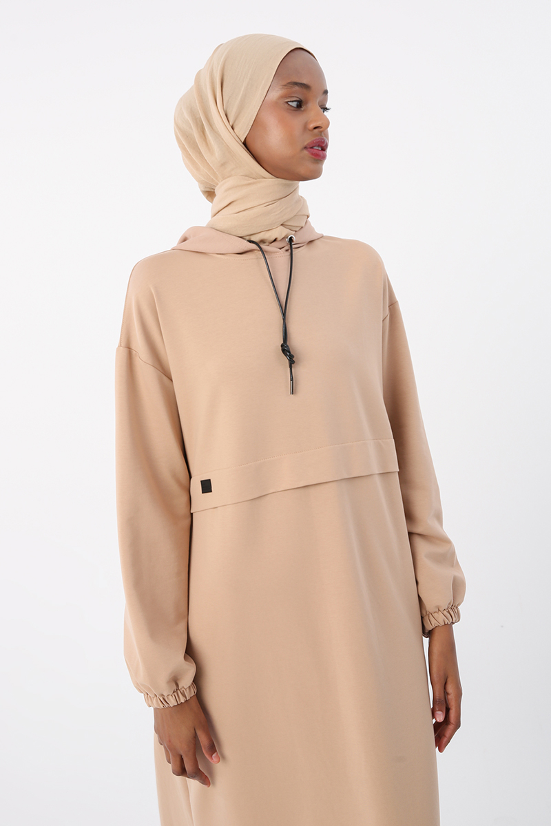 Hooded Dress with Elasticated Sleeve