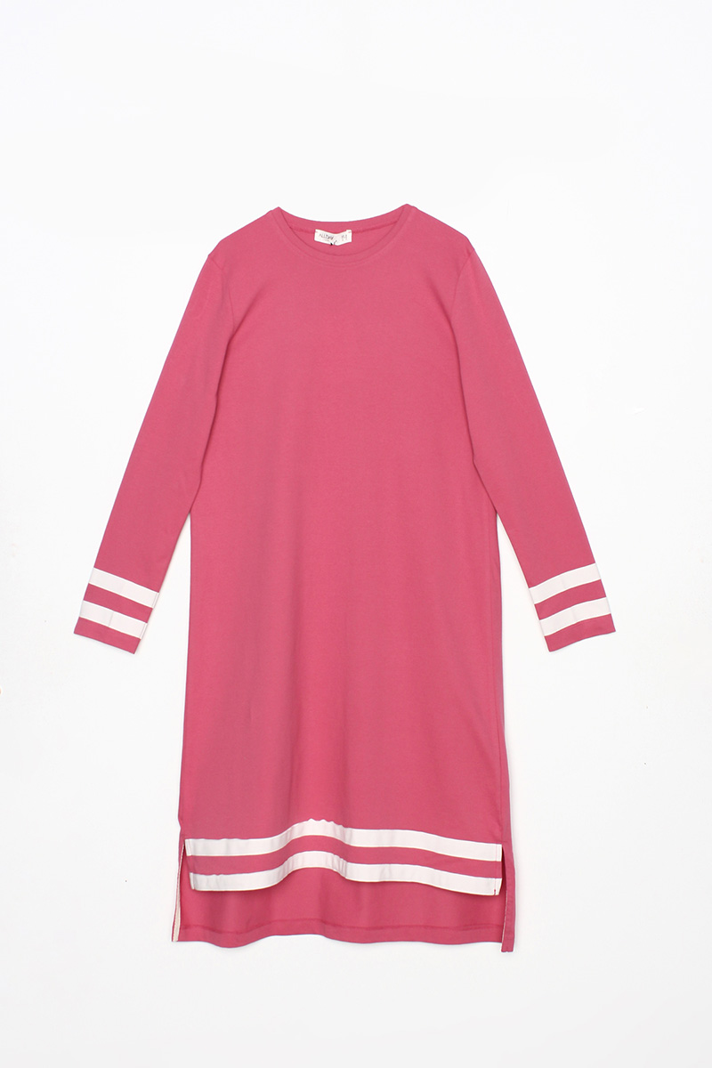 100% Cotton Sleeve And Skirt Striped Tunic
