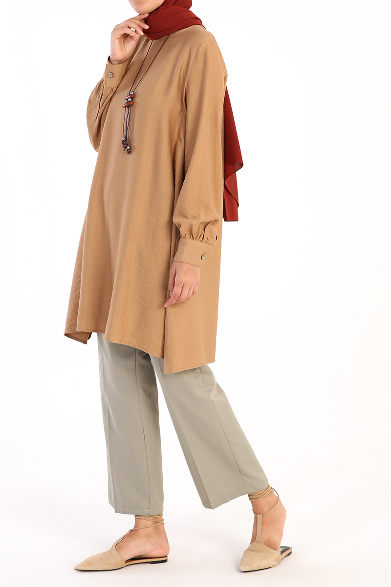 Viscose Tunic With Self Necklace