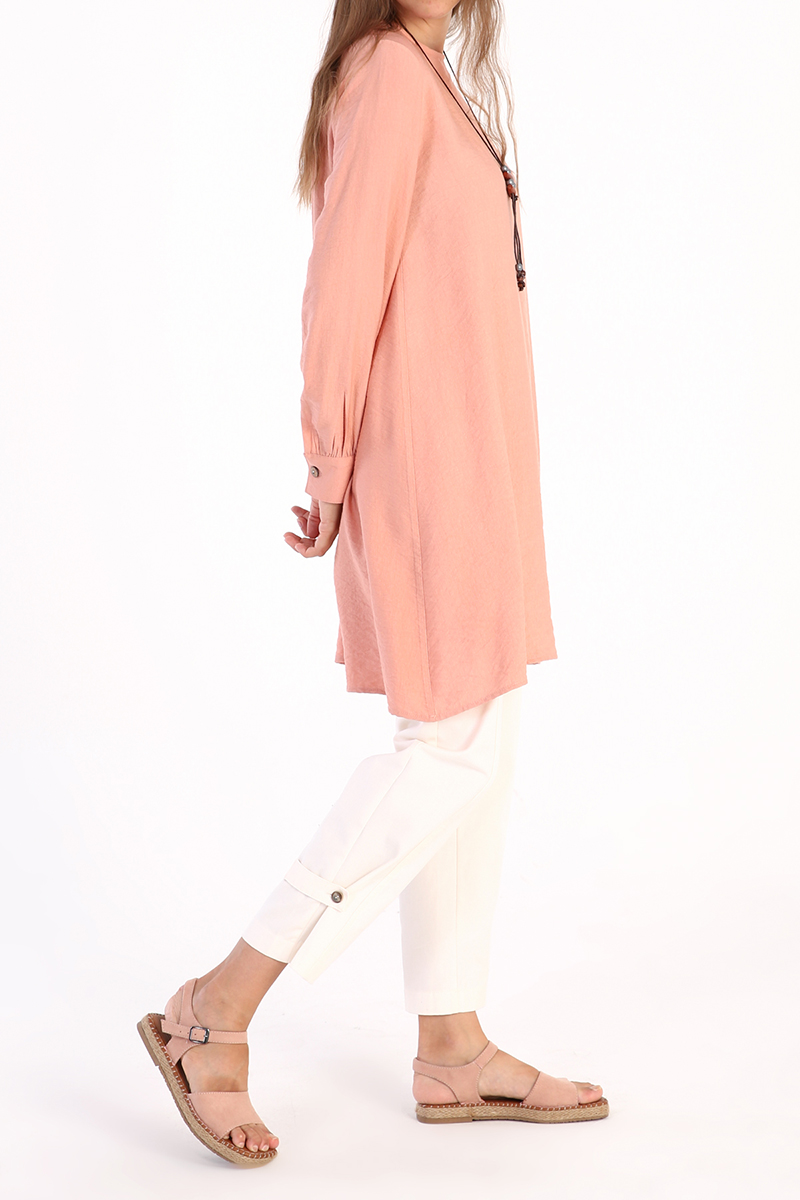 Viscose Tunic With Self Necklace