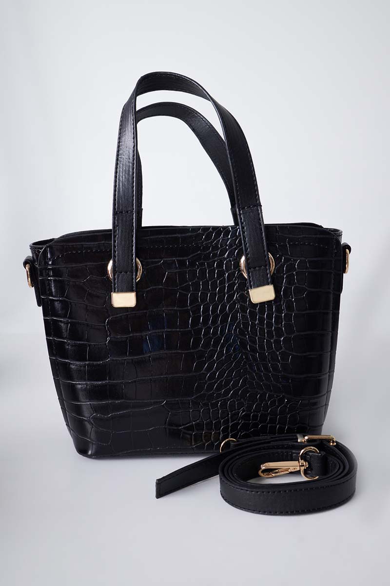 Croco Patterned Faux Leather Bag