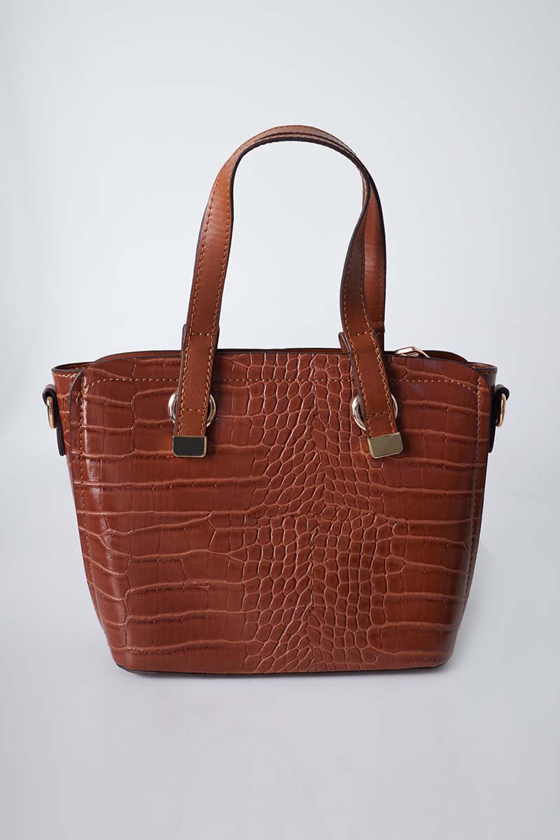 Croco Patterned Faux Leather Bag