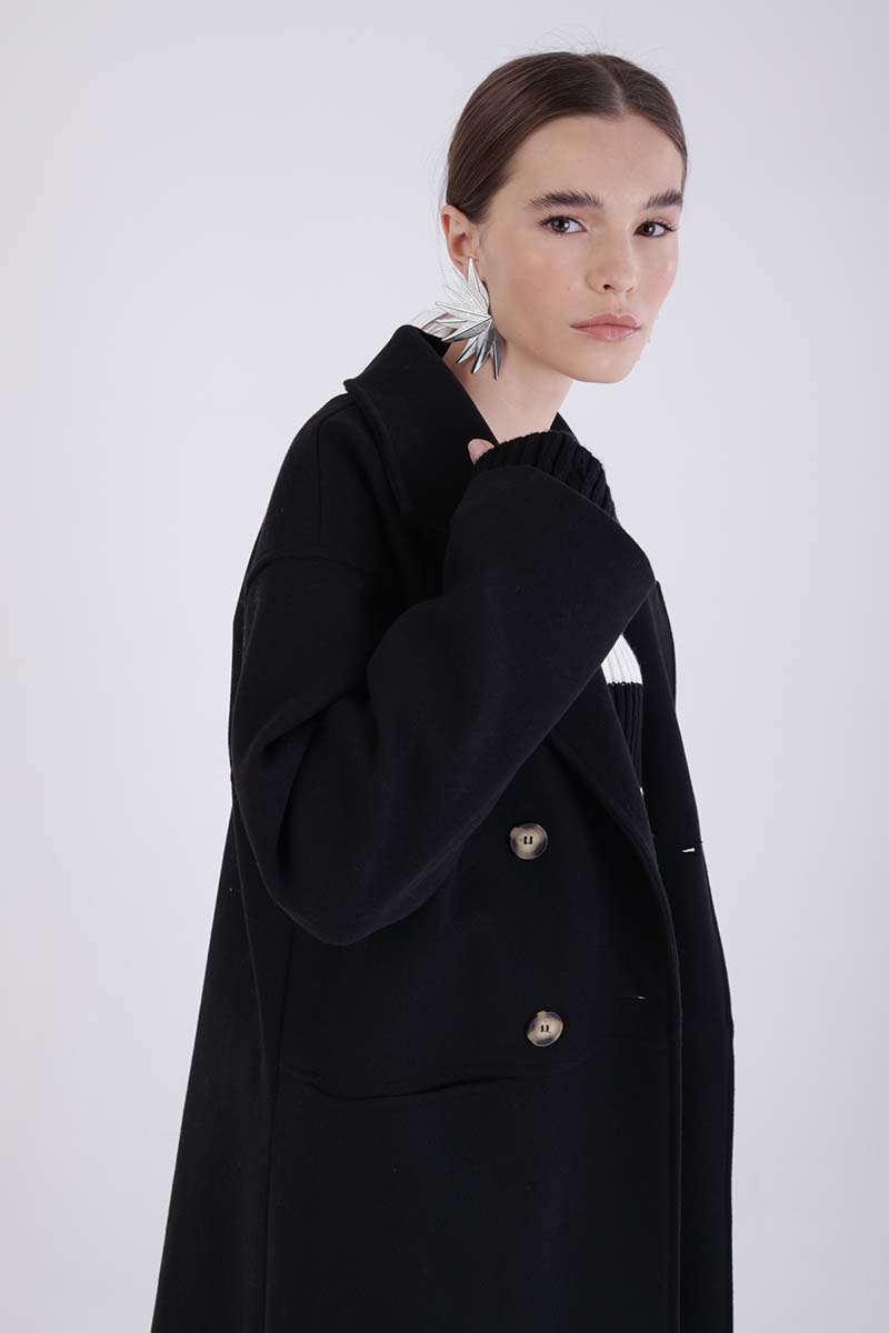 Double Breasted Buttoned Cashmere Coat