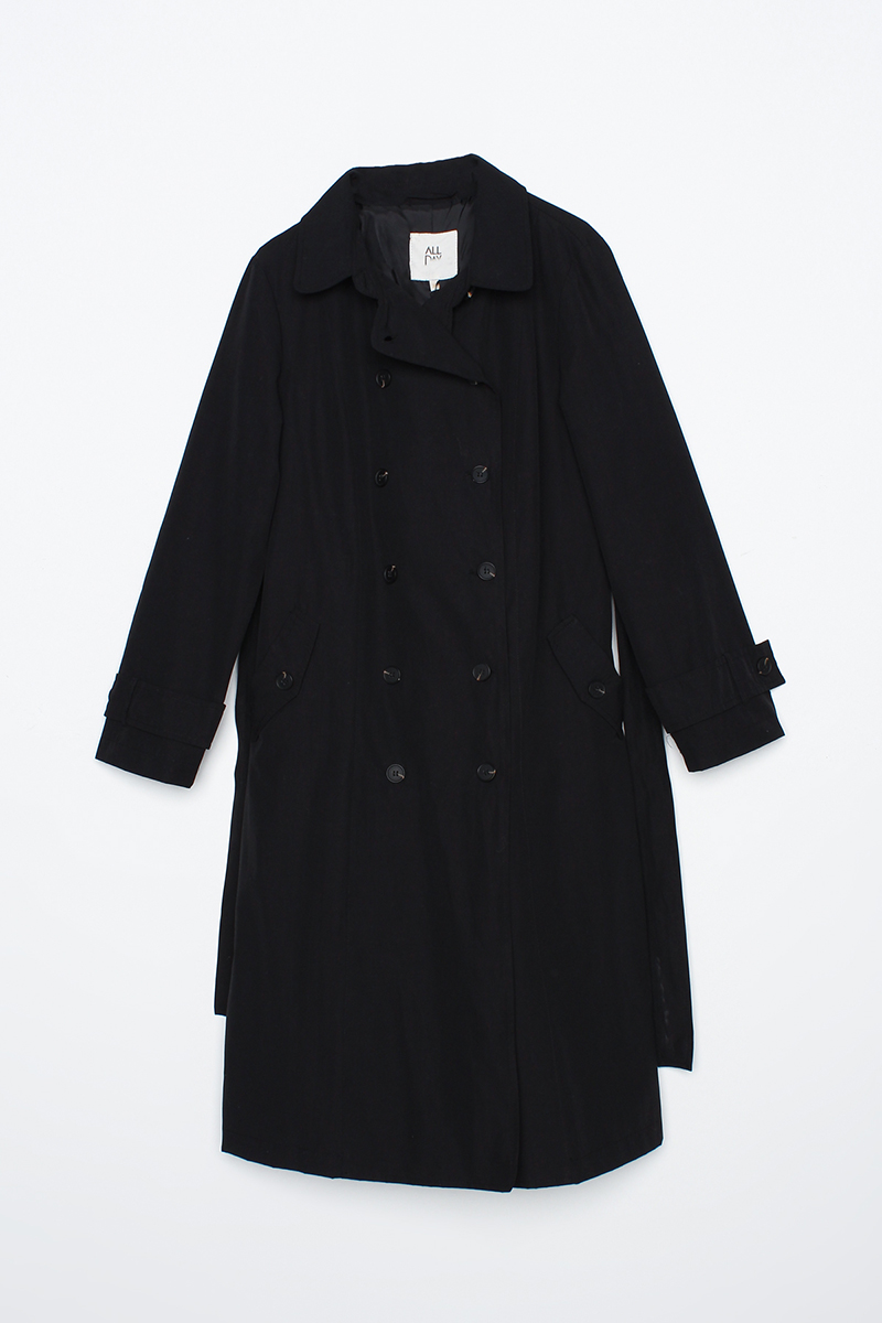 Breasted Collar Self Belted Lined Trench Coat